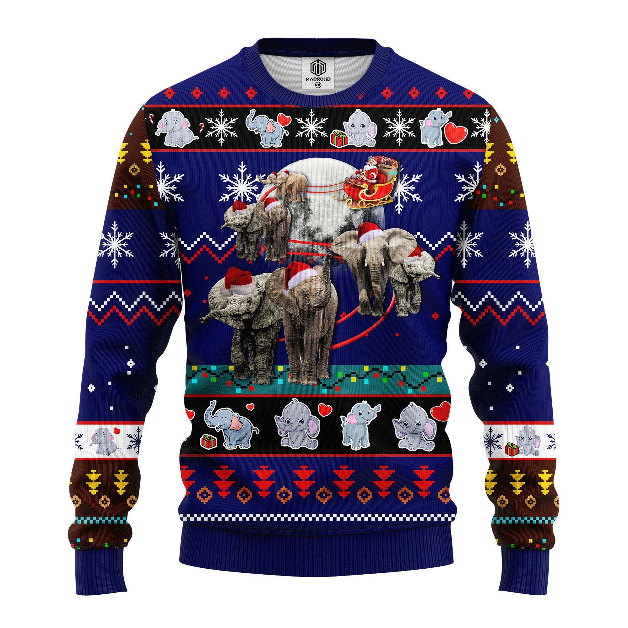 Elephant Noel Ugly Christmas Sweater Adult 3D Funny Matching for family