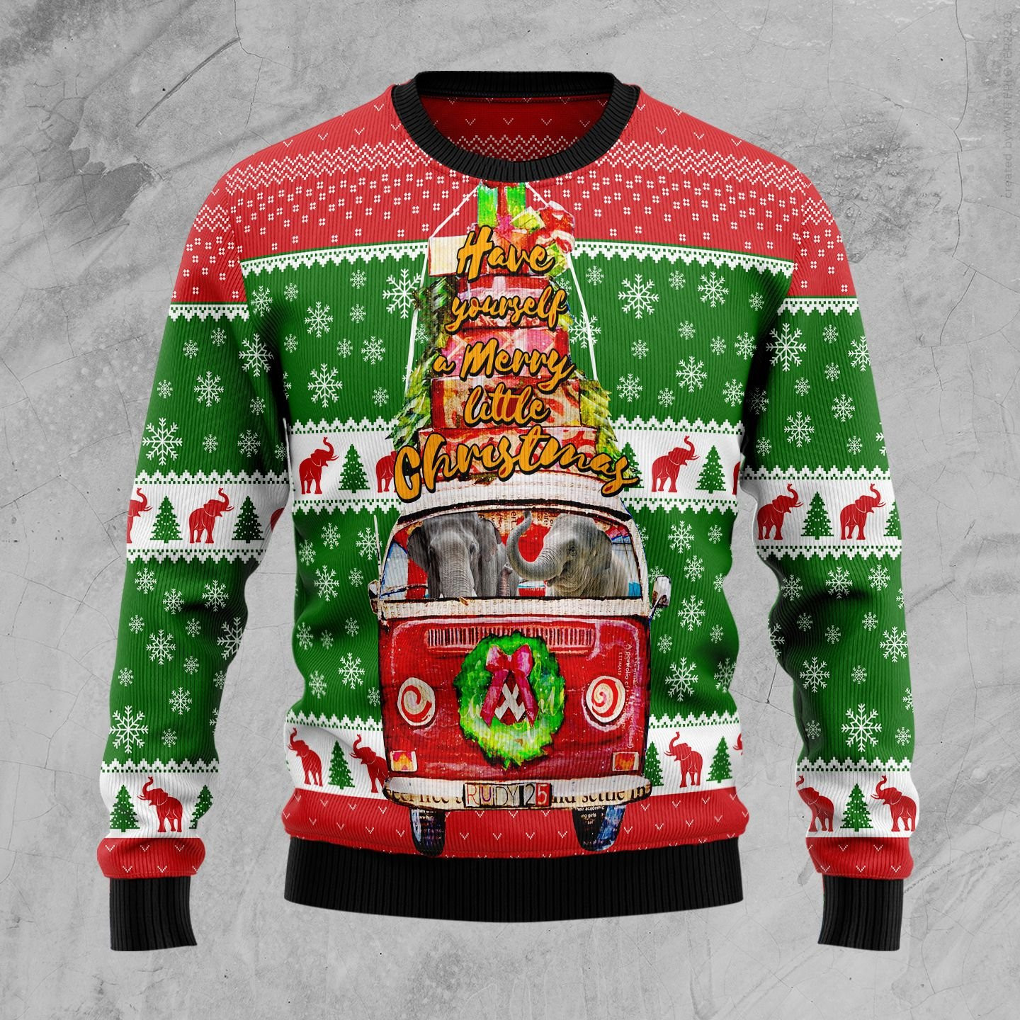 Elephant Ugly Christmas Sweater Adult 3D Funny Matching for family