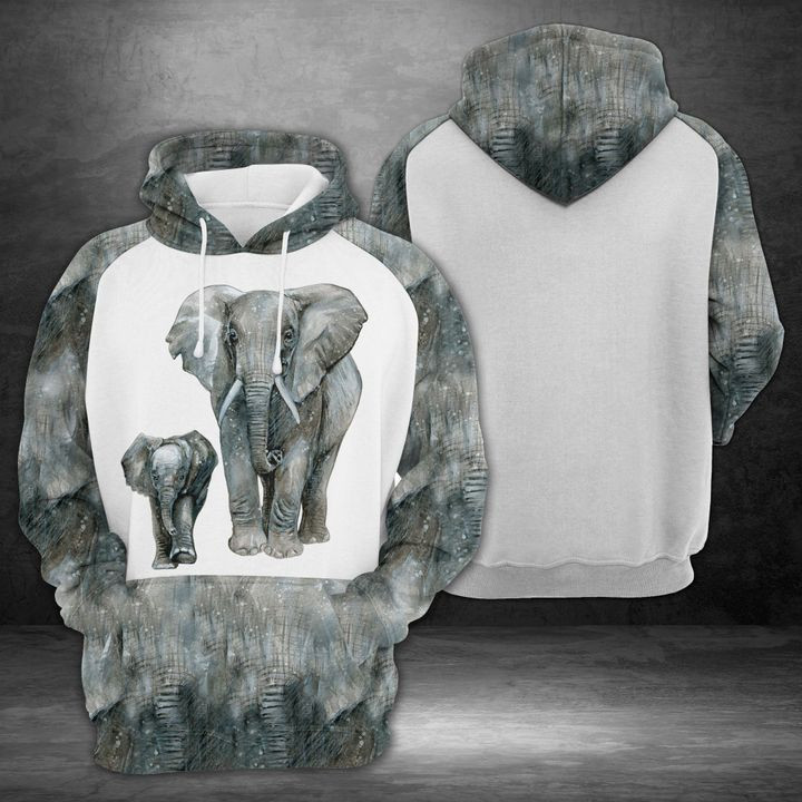 Elephant With Little Baby 3D All Over Print Hoodie, Zip Hoodie