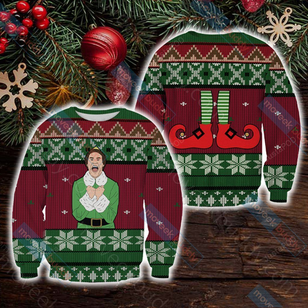 Elf (2003) Ugly Christmas Sweater Adult 3D Funny Matching for family