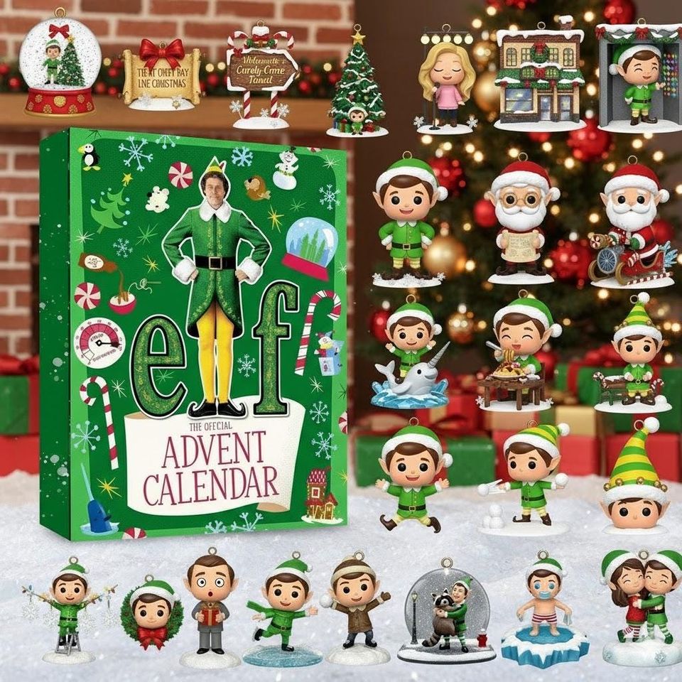 Elf 2025 Acrylic Flat Advent Calendar, Christmas Countdown Box