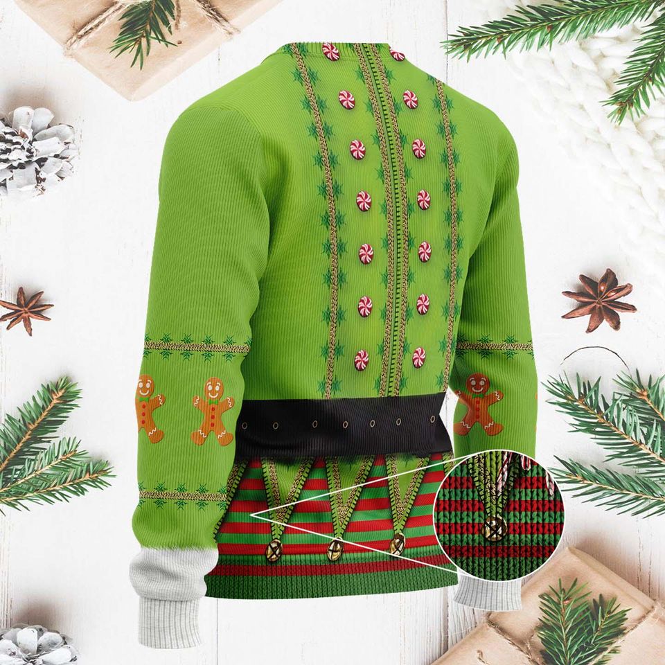 Elf Cosplay Costume Christmas Ugly Sweater - Funny Ugly Xmas Sweater - Image 5