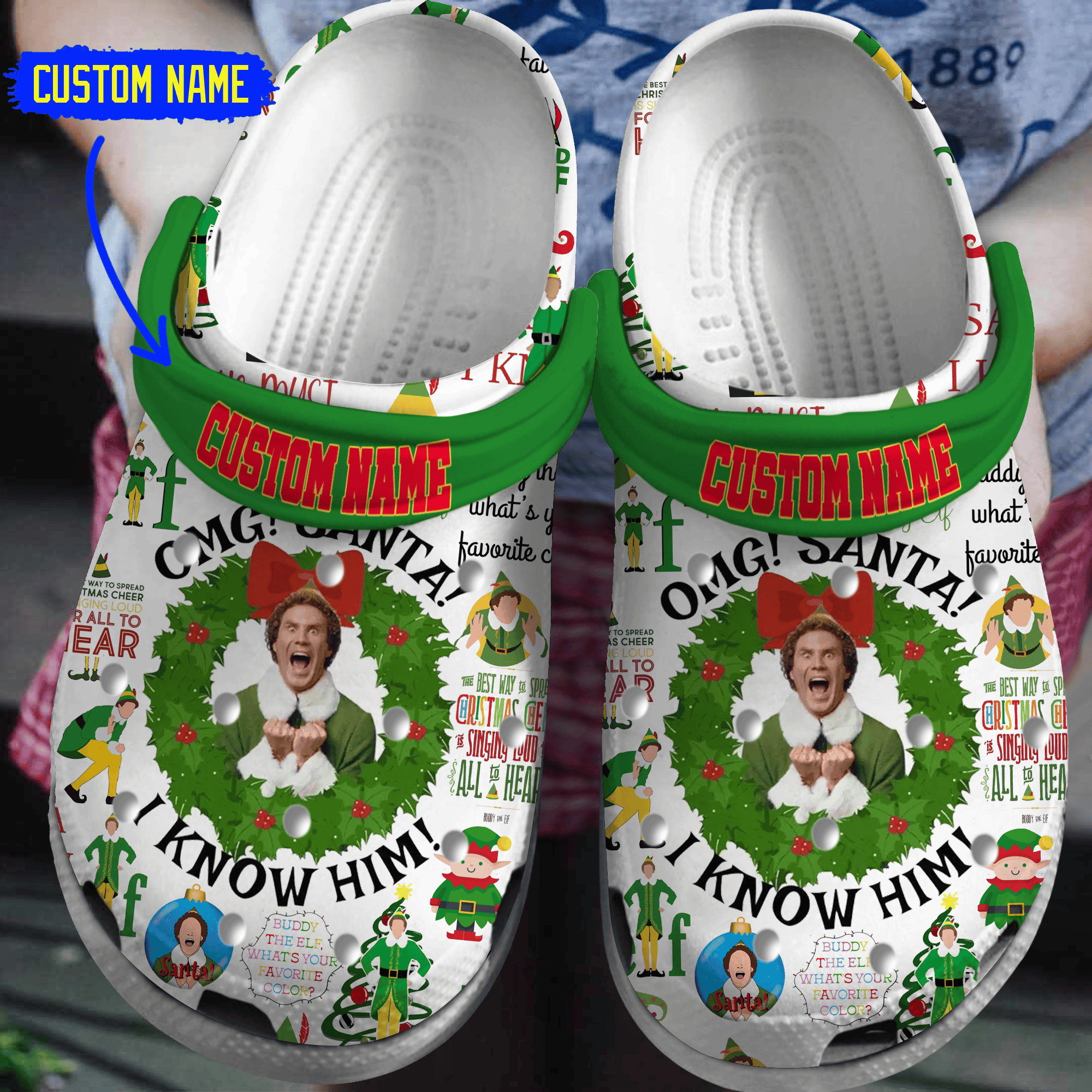 Elf Movie Crocs Crocband Clogs Shoes Comfortable For Men Women and Kids