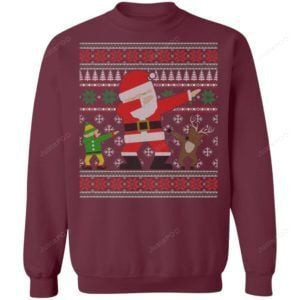Elf Reindeer Dabbing Santa Ugly Christmas Sweater Adult 3D Funny Matching for family