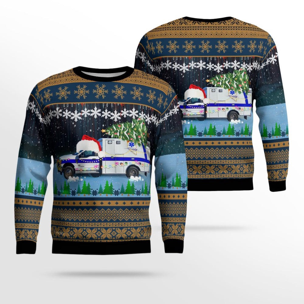 Elko County Ambulance Service Elko Nevada Christmas AOP Ugly Sweater Xmas Unisex Sweater Christmas Gifts For Men Women