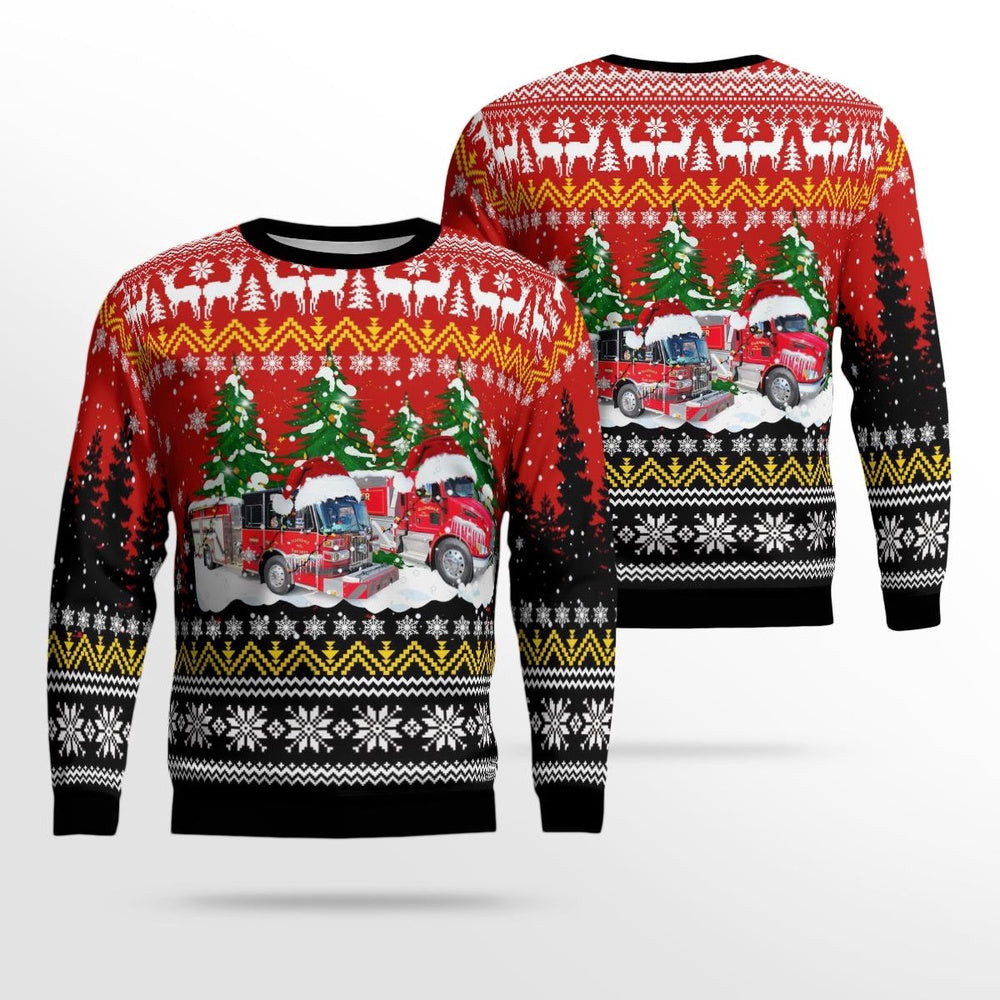 Ellendale Volunteer Fire Department Ellendale Delaware Christmas AOP Ugly Sweater Xmas Unisex Sweater Christmas Gifts For Men Women