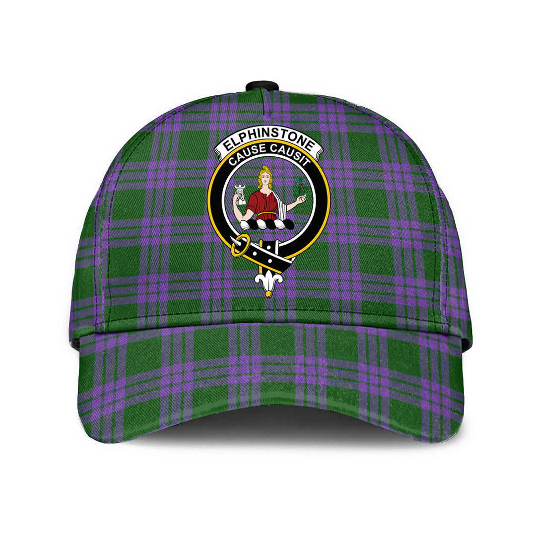 Elphinstone Tartan Baseball Cap, Tartan Plaid Cap with Family Crest K23 Trucker Hats Custom Hats Gifts For Men & Women
