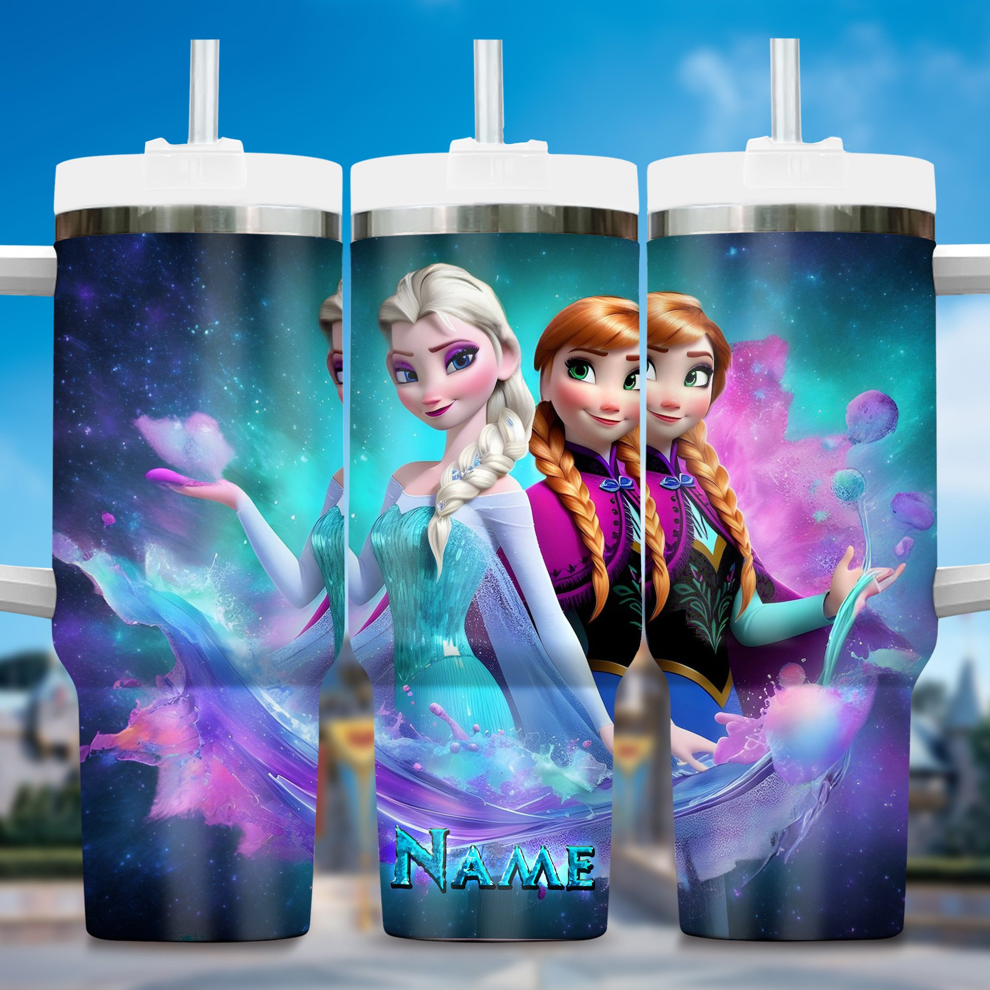 Elsa and Anna Frozen Cartoon Custom Stanley Cup 40 oz 30 oz Tumbler With HandleTVC2301289