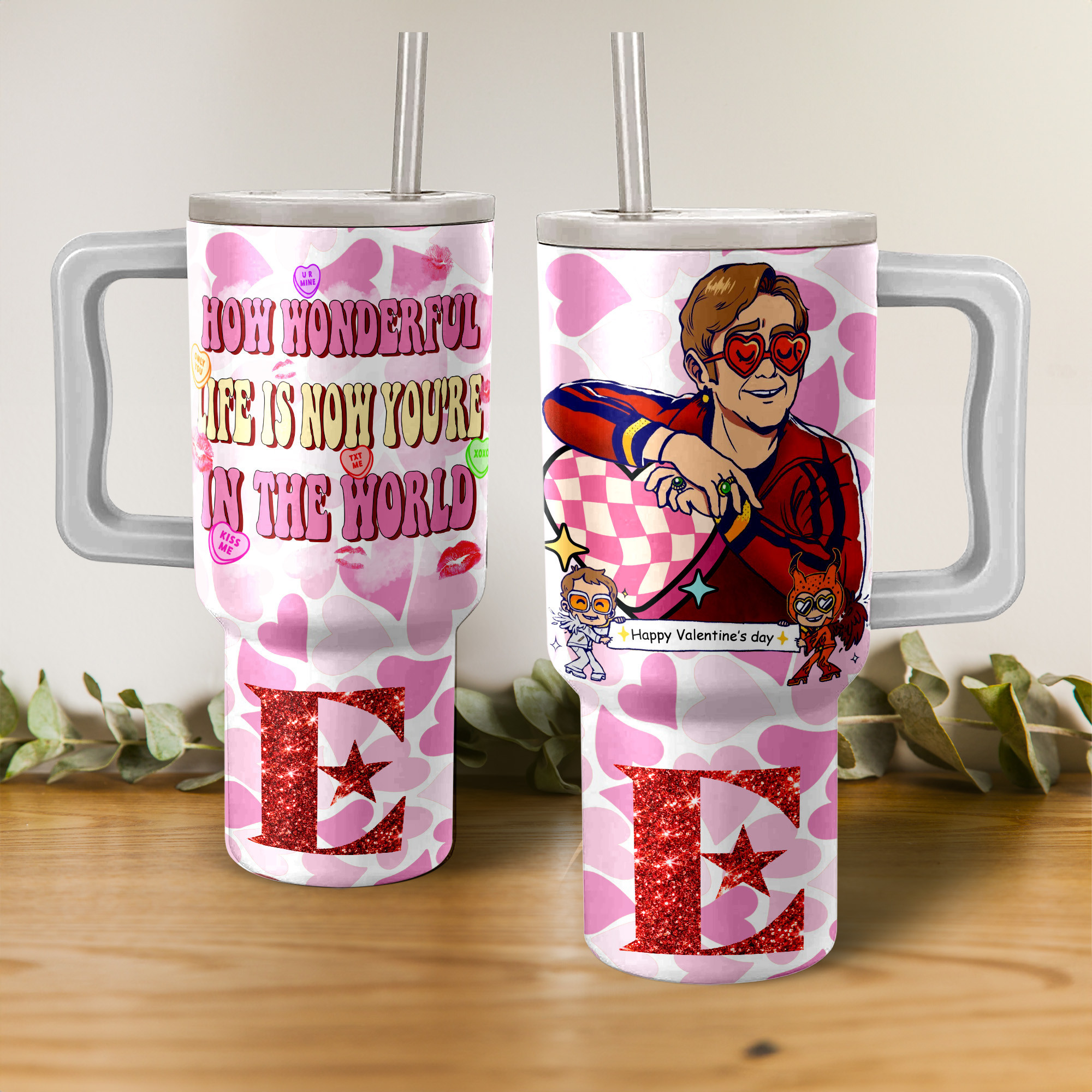 Elton John Happy Valentine Music Custom Stanley Cup 40 oz 30 oz Tumbler With HandleTVC2301153