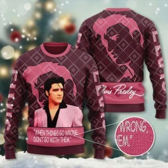 Elvis Christmas Sweater 2023, Elvis Presley All Over Print Season Ugly Christmas - Image 2