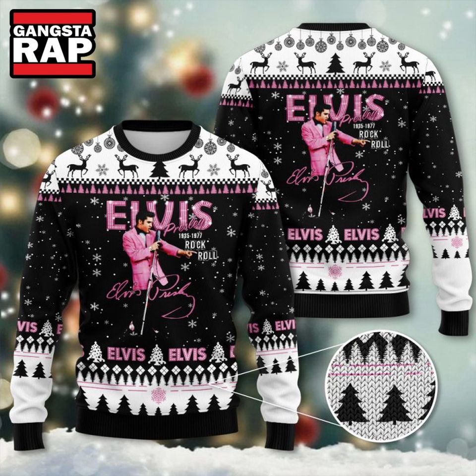 Elvis Presley 1935-1977 Rock Roll Ugly Christmas Sweater