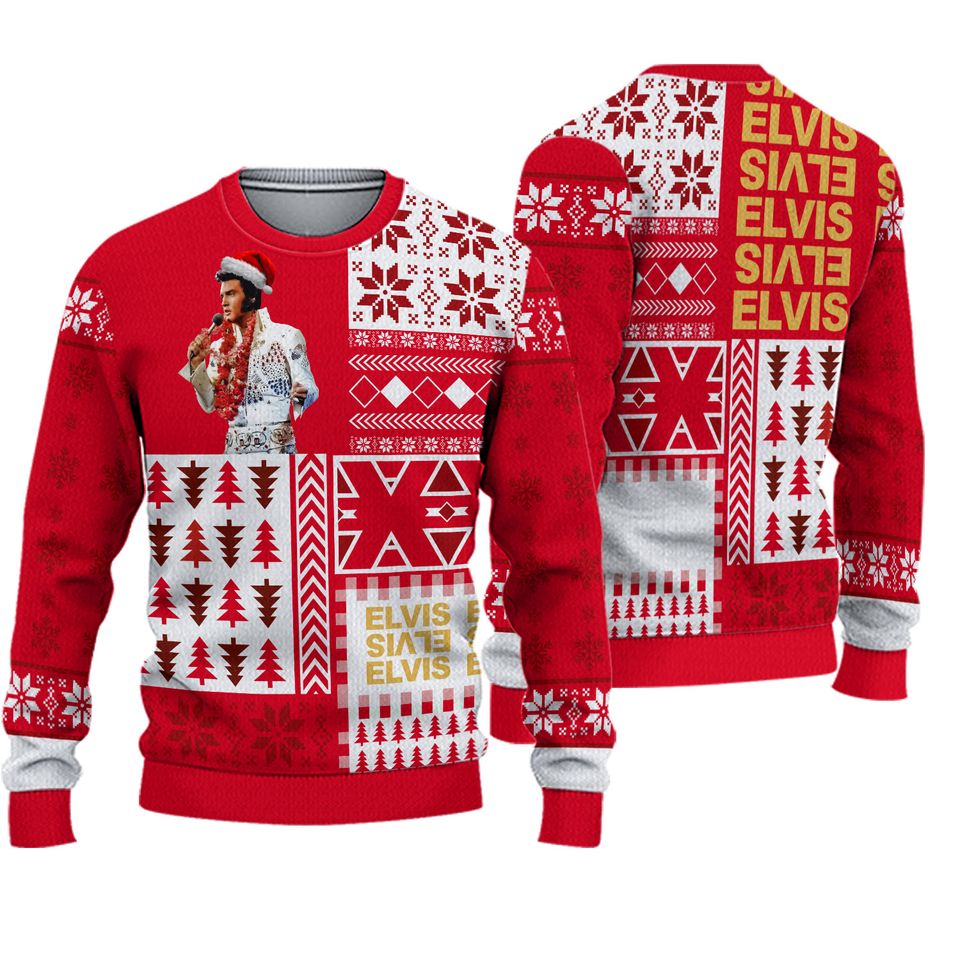 Elvis Presley 3D Design Knitted Sweater Gift Christmas, Elvis Presley