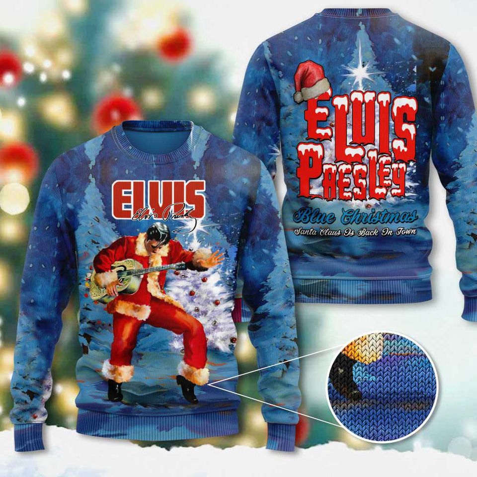Elvis Presley 3D Ugly Sweater A Christmas Look Fit For The King Ã¢â‚¬â€œ Xmas Sweaters