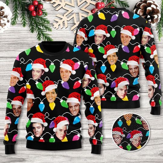 Elvis Presley 3D Ugly Sweater A Cool Way To Celebrate The Season – Xmas Sweaters - Image 2