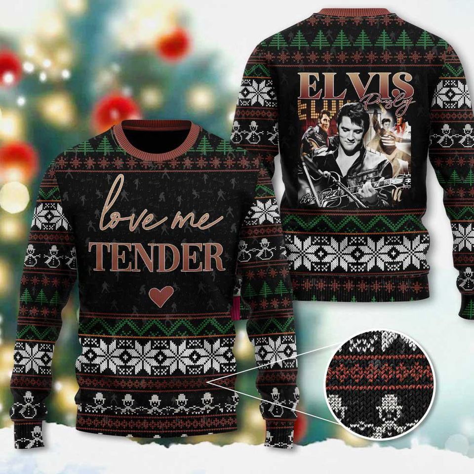 Elvis Presley 3D Ugly Sweater A Festive Twist On Classic Rock Ã¢â‚¬â€œ Xmas Sweaters