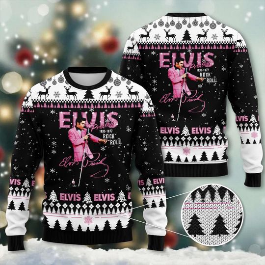 Elvis Presley 3D Ugly Sweater A Fun Twist On Classic Holiday Style – Xmas Sweaters - Image 2