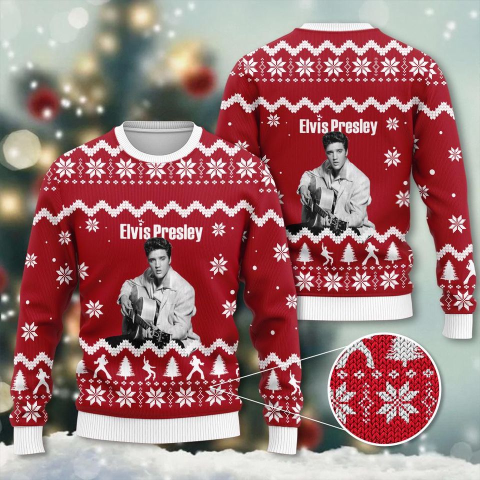 Elvis Presley 3D Ugly Sweater A Holiday Look Fit For A King Ã¢â‚¬â€œ Xmas Sweaters