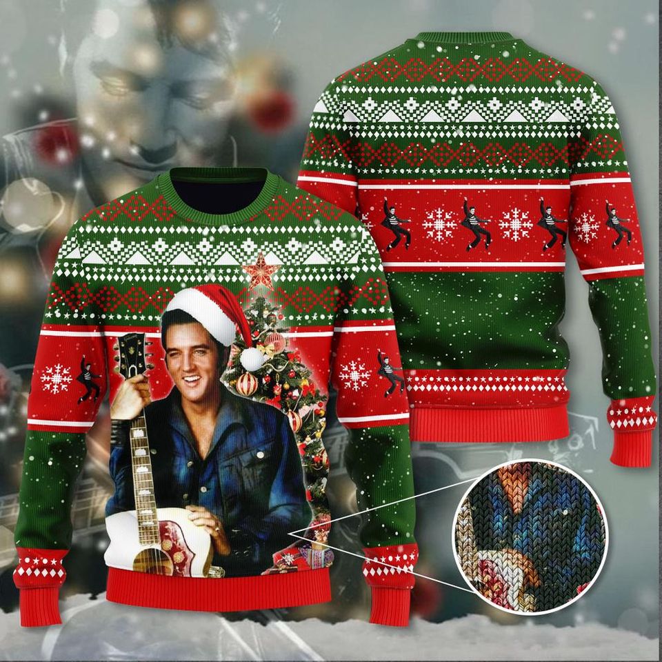 Elvis Presley 3D Ugly Sweater A Tribute To The King Of Christmas Ã¢â‚¬â€œ Xmas Sweaters