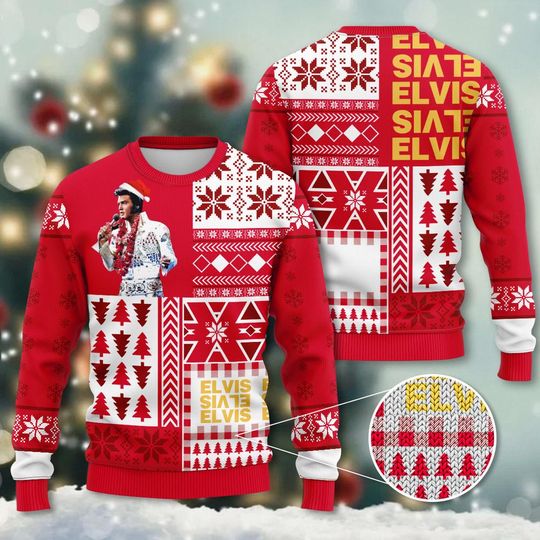 Elvis Presley 3D Ugly Sweater A Unique Twist On Holiday Fashion – Xmas Sweaters - Image 2