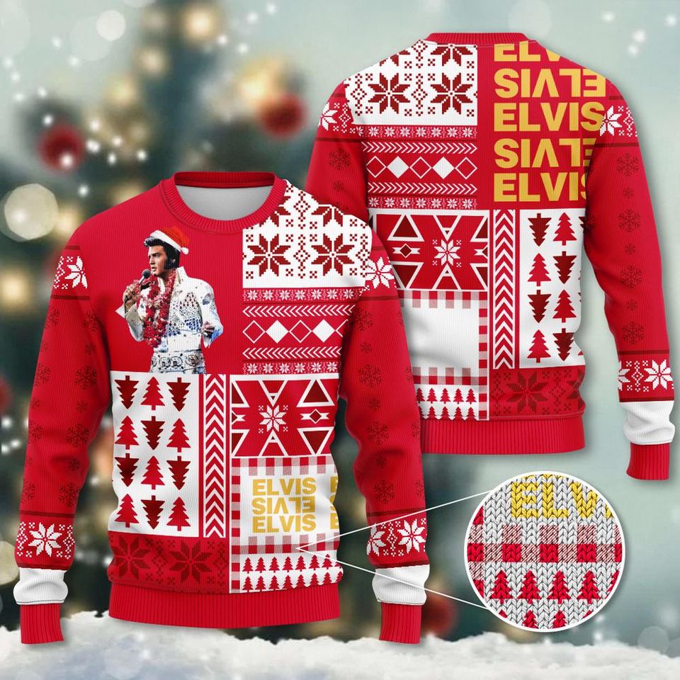 Elvis Presley 3D Ugly Sweater A Unique Twist On Holiday Fashion Ã¢â‚¬â€œ Xmas Sweaters