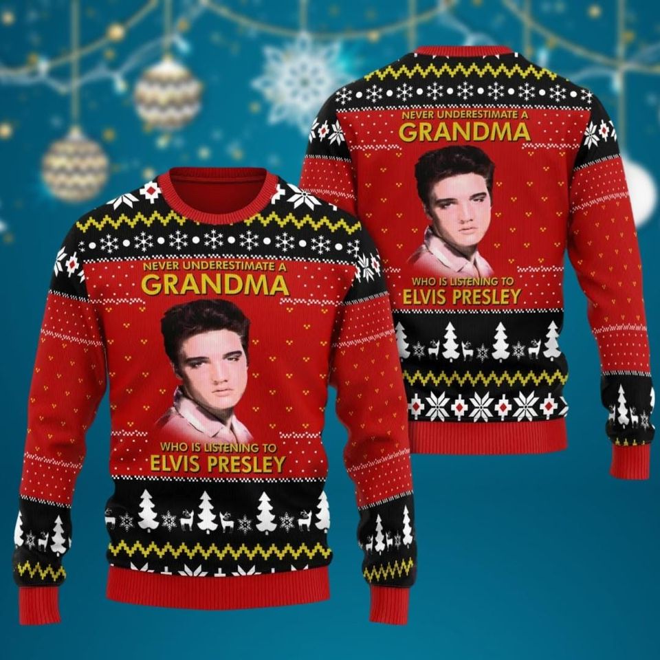 Elvis Presley Christmas Ugly Sweater, Music Rock And Roll Sweater