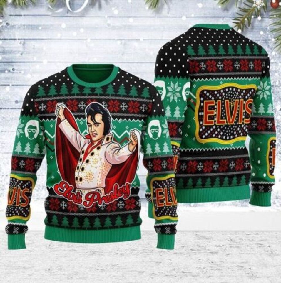 Elvis Presley Christmas Ugly Sweater, Ugly Sweater All Over Print, Christmas
