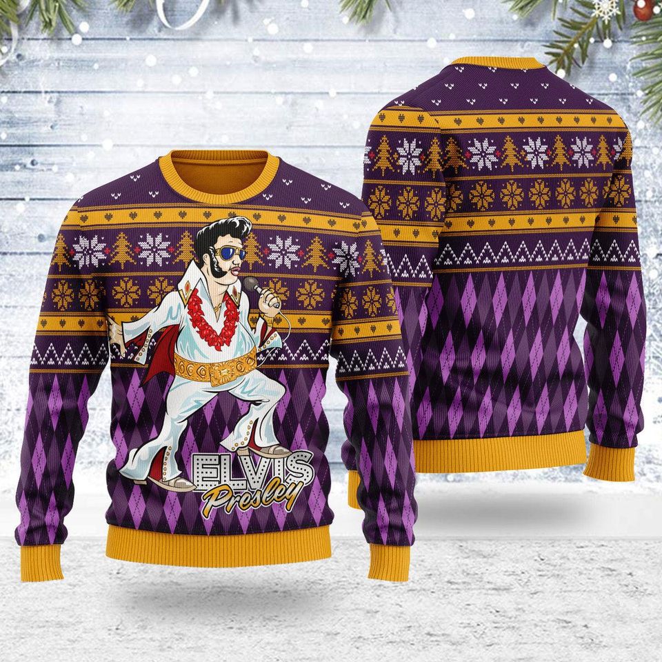 Elvis Presley Fatley Meme Christmas Ugly Sweater