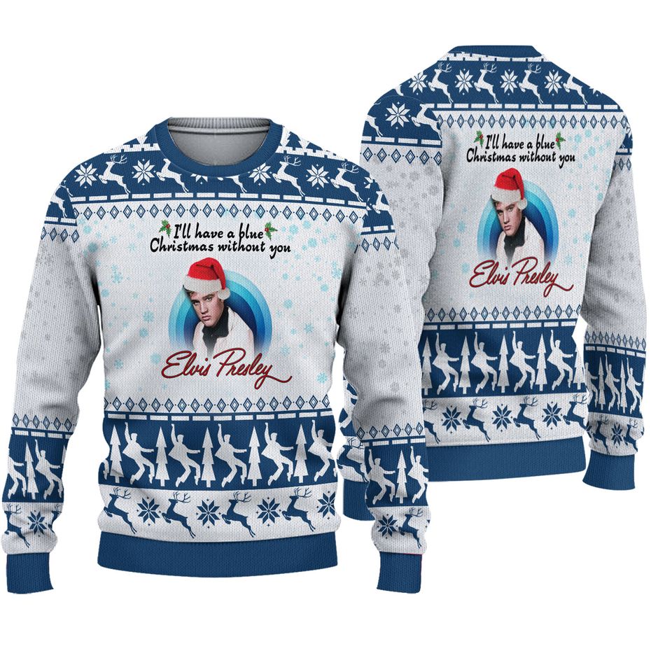 Elvis Presley I'll Have A Blue Christmas Ugly Sweater