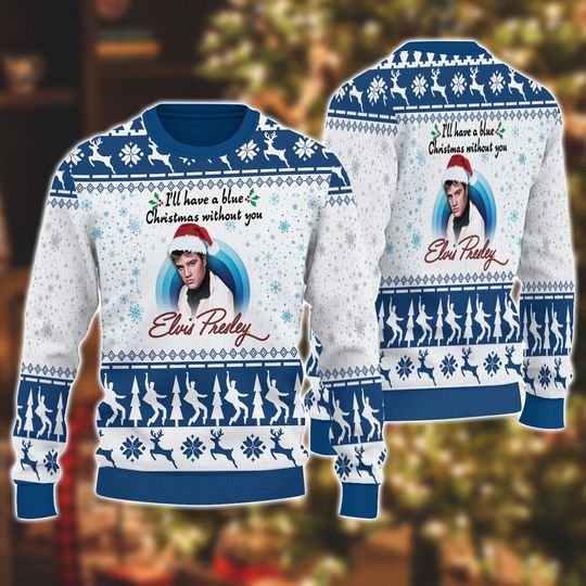 Elvis Presley I'll Have A Blue Christmas Ugly Sweater, King Of Rock And Roll Shirt - Image 2