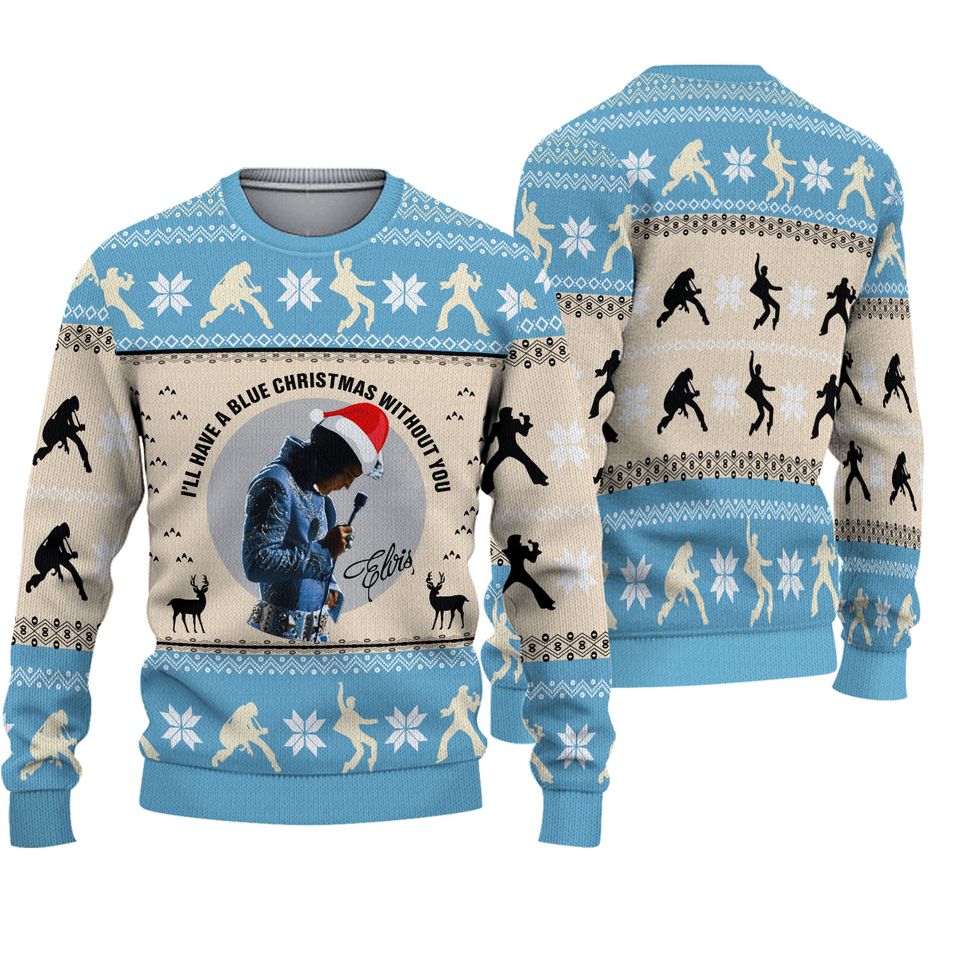 Elvis Presley I'll Have A Blue Christmas Without You 2022 Ugly 3D Sweater