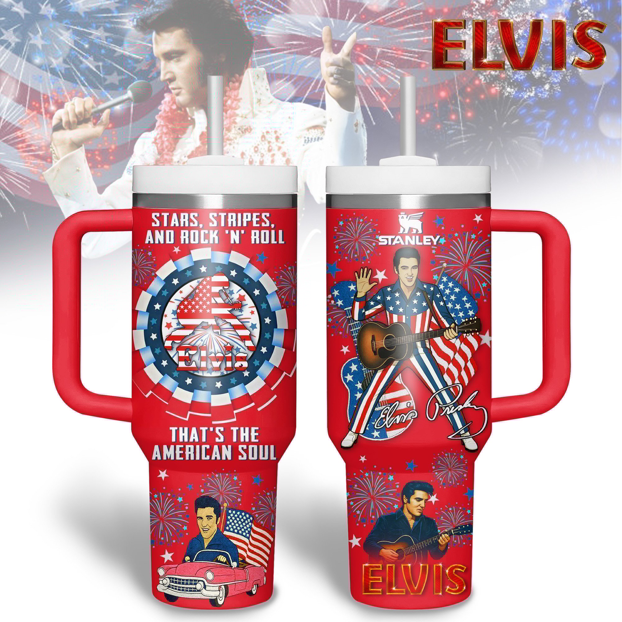 Elvis Presley Music Custom Stanley Cup 40 oz 30 oz Tumbler With HandleTVC2301179