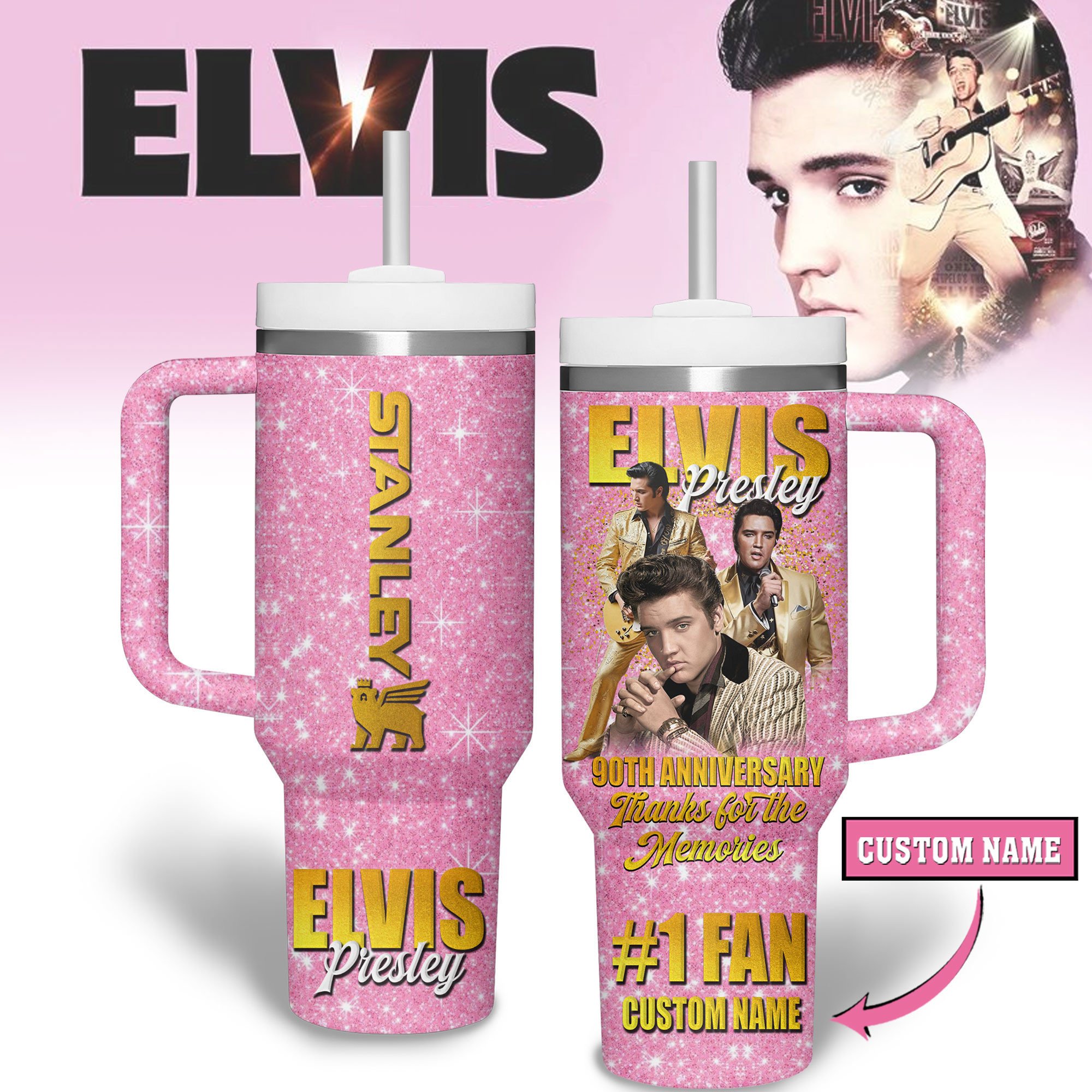 Elvis Presley Music Custom Stanley Cup 40 oz 30 oz Tumbler With HandleTVC2301180
