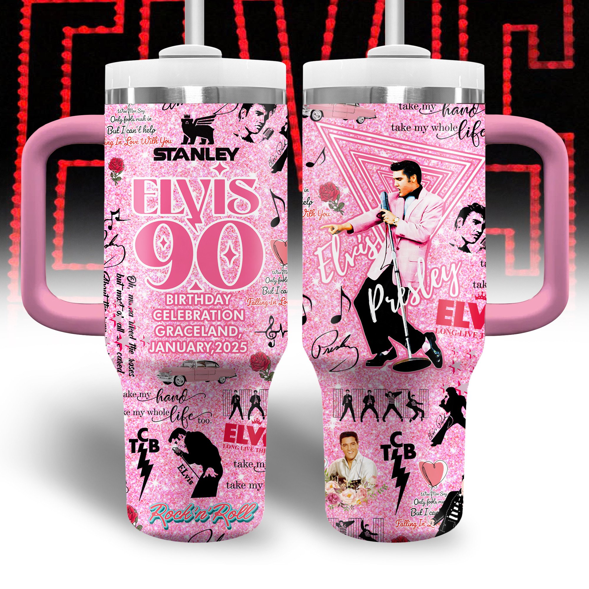 Elvis Presley Music Custom Stanley Cup 40 oz 30 oz Tumbler With HandleTVC2301329