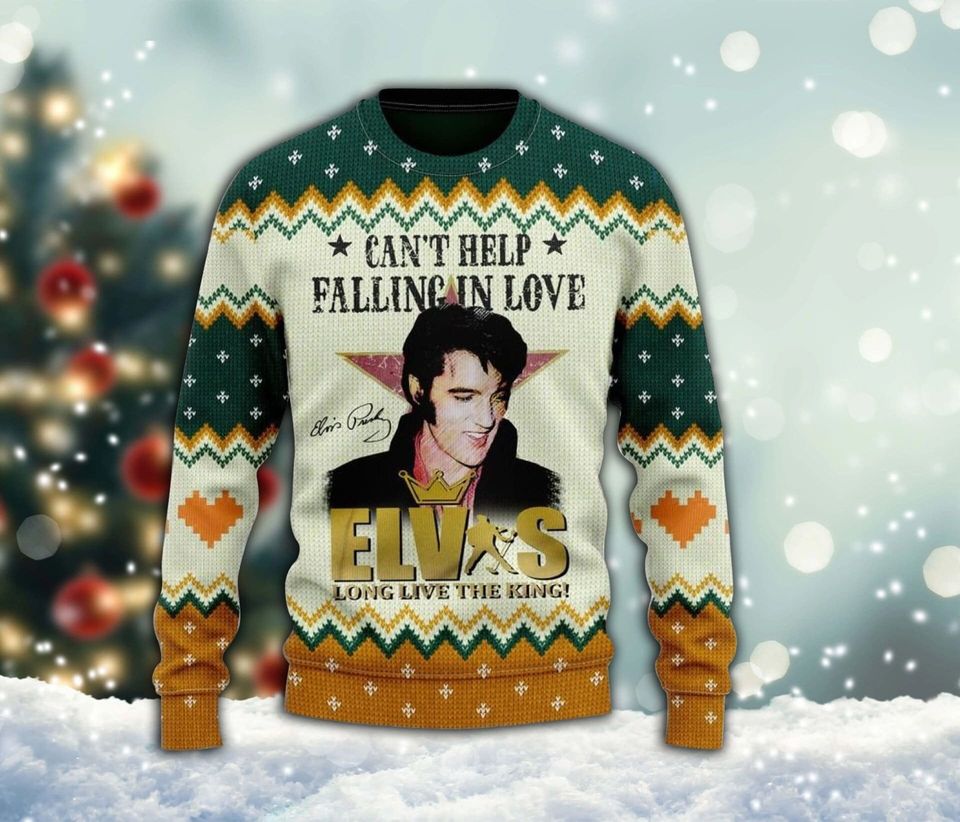 Elvis Presley Sweater, Ugly Christmas Shirt, Elvis Presley Gift, Xmas Sweater - Image 2