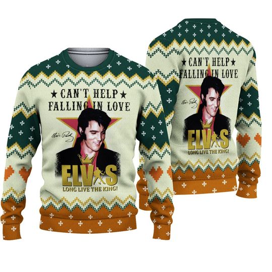 Elvis Presley Sweater, Ugly Christmas Shirt, Elvis Presley Gift, Xmas Sweater - Image 3