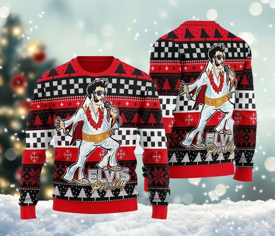Elvis Presley Sweater, Ugly Christmas Shirt, Elvis Presley Gift, Xmas Sweater