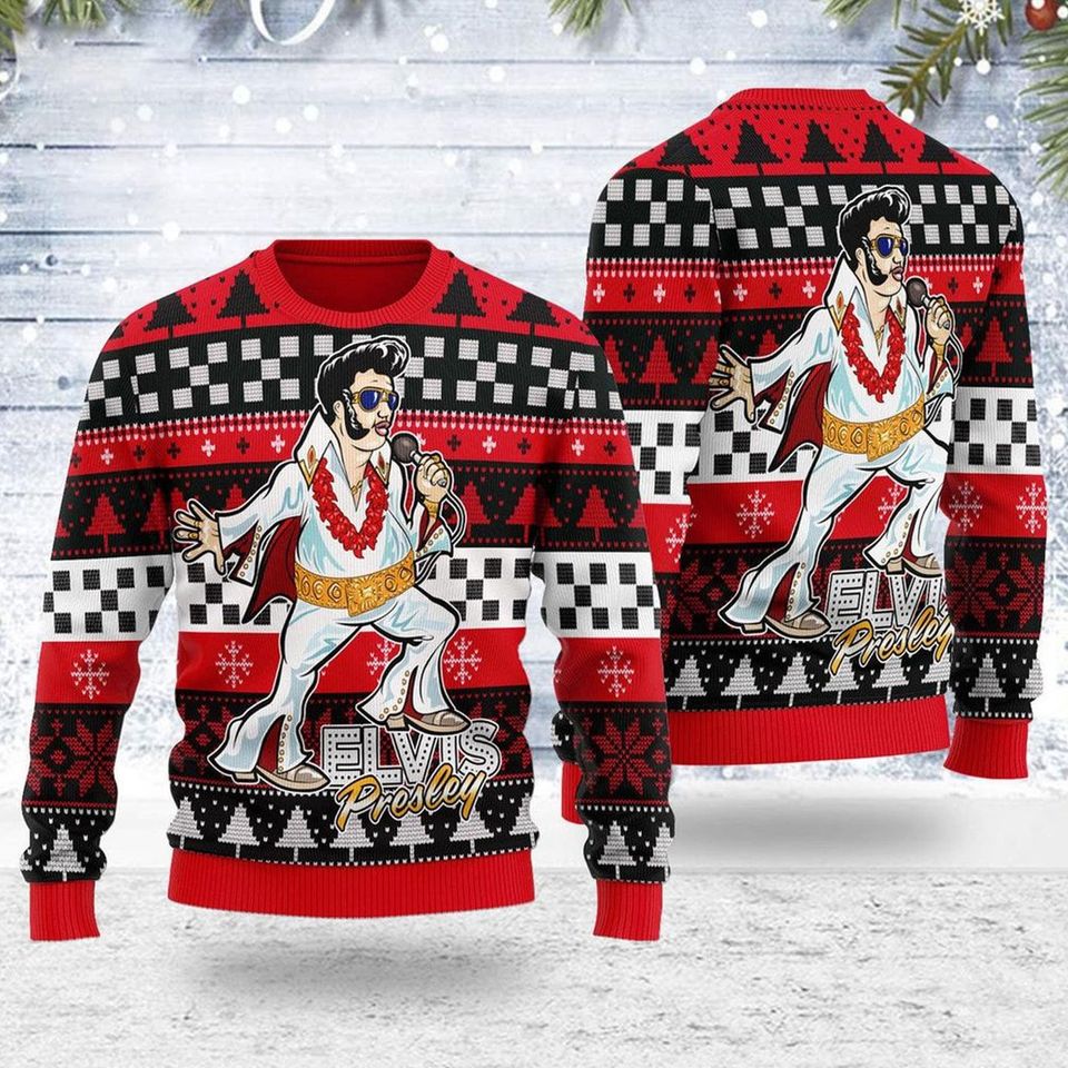 Elvis Presley Ugly Christmas Sweater Design