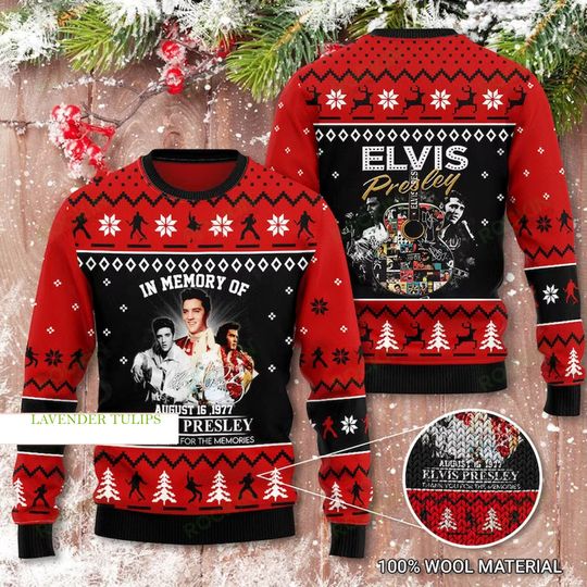 Elvis Presley Ugly Sweater 2023, King Of Rock And Roll T Shirt, Elvis Christmas - Image 4