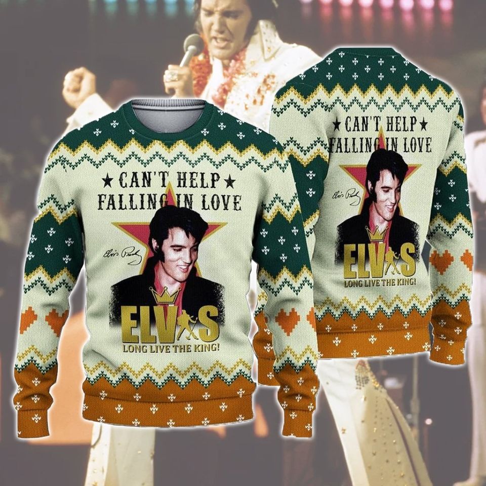 Elvis Presley Ugly Sweater, King Of Rock And Roll Shirt, Elvis Christmas
