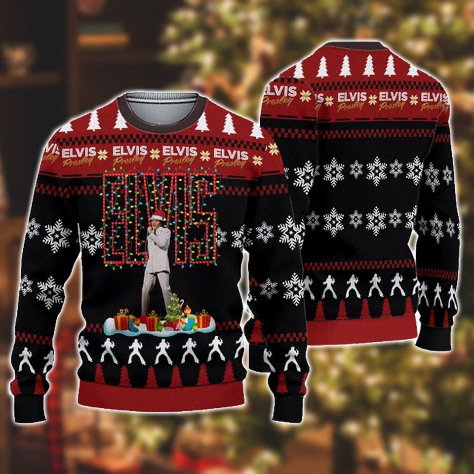 Elvis Presley Ugly Sweater, King Of Rock And Roll Shirt, Elvis Christmas Shirt