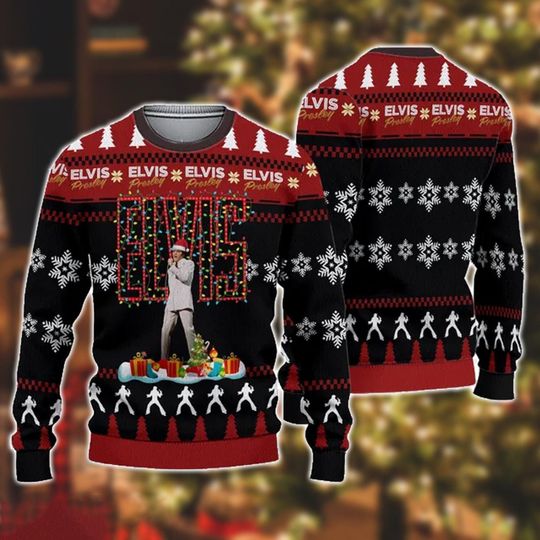 Elvis Presley Ugly Sweater, King Of Rock And Roll Shirt, Elvis Christmas Shirt - Image 4