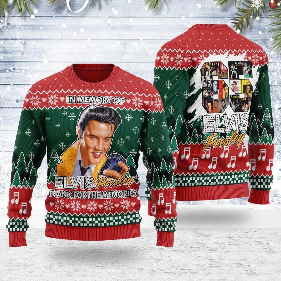 Elvis Presley Ugly Sweater Shirt, The King Of Rock Roll Christmas Sweater
