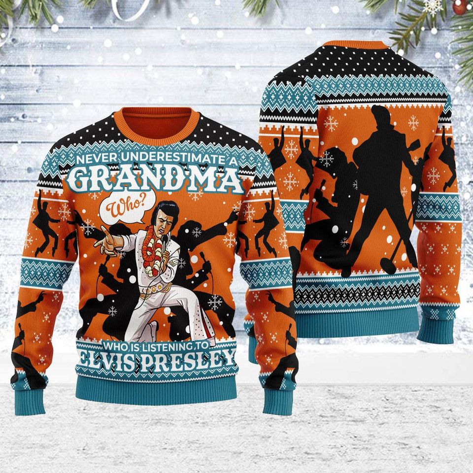 Elvis Presley Who is Listening to Elvis Christmas Ugly Sweater