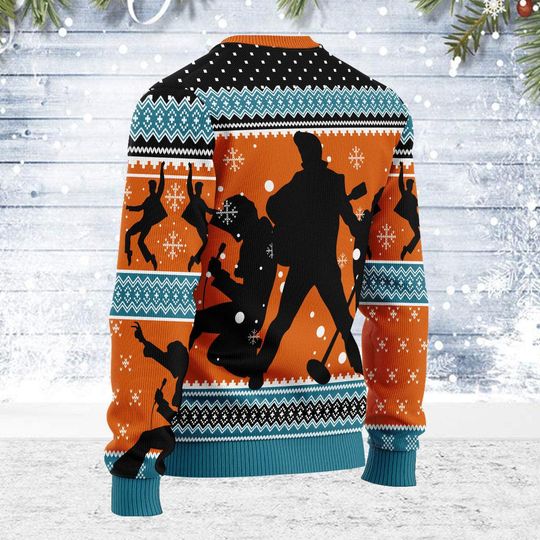 Elvis Presley Who is Listening to Elvis Christmas Ugly Sweater - Image 6