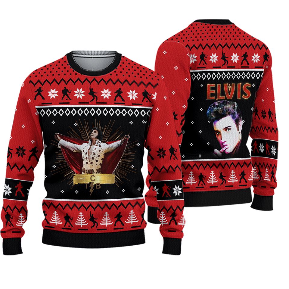 Elvis Presley Xmas 2023 Ugly Sweater - Holiday Design