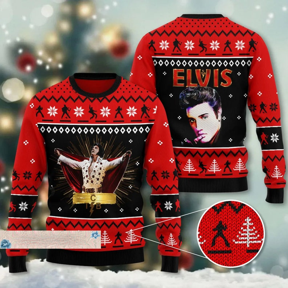 Elvis Presley Xmas Sweater, Elvis Presley Holiday Christmas Gift