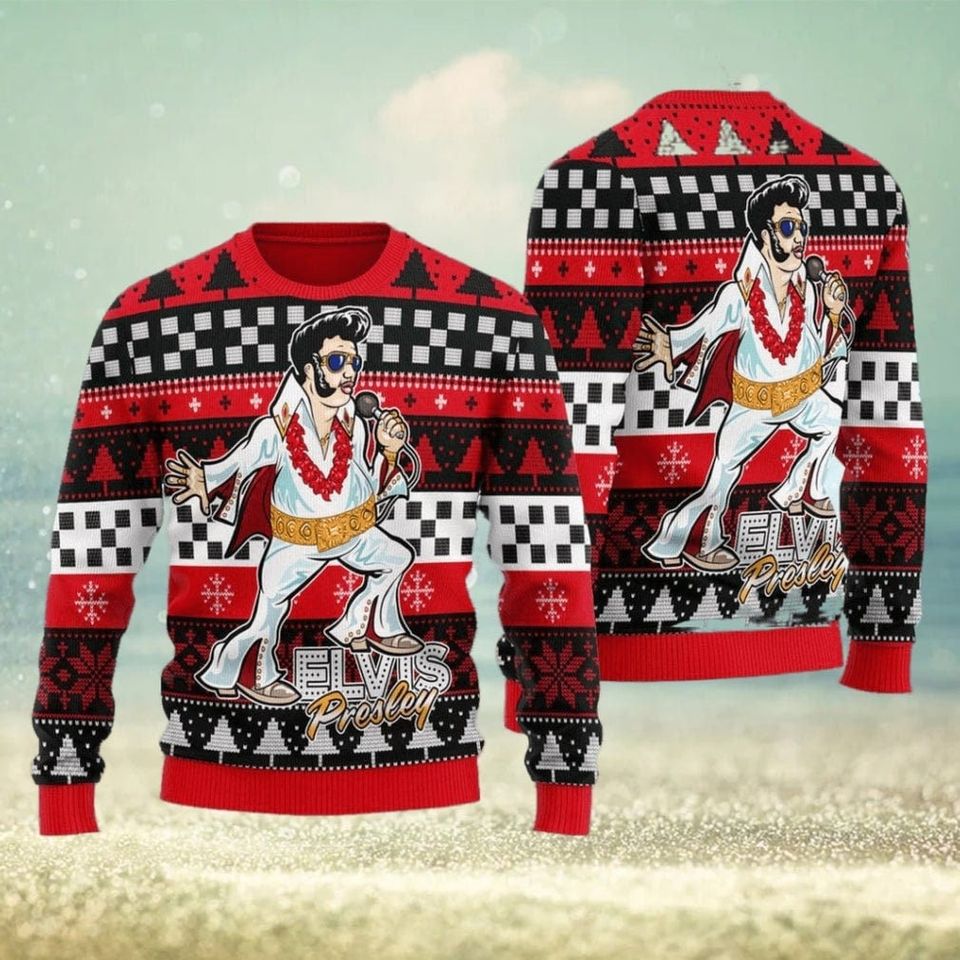 Elvjs Fatley Meme Red Ugly Christmas Sweater 3D