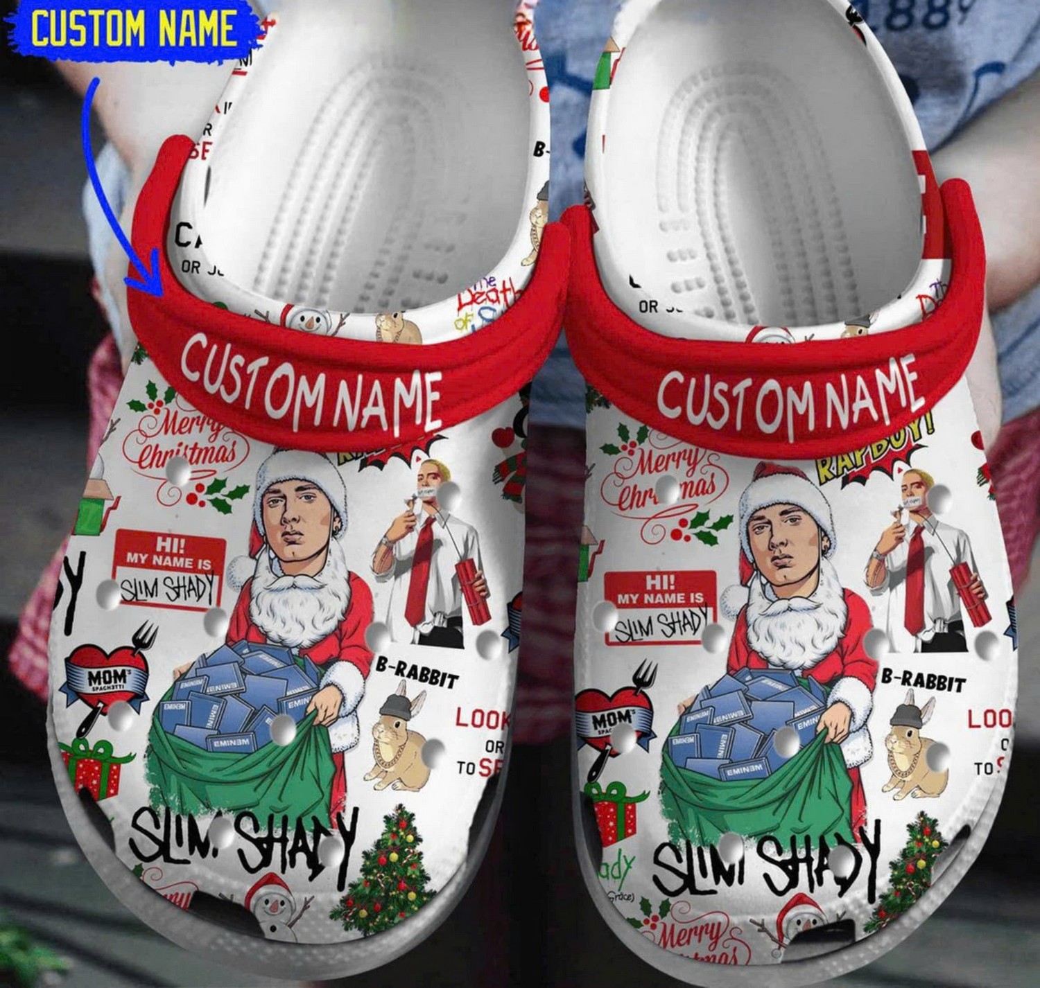 Eminem Music Christmas Crocs Crocband Clogs Shoes Comfortable For Men Women and Kids