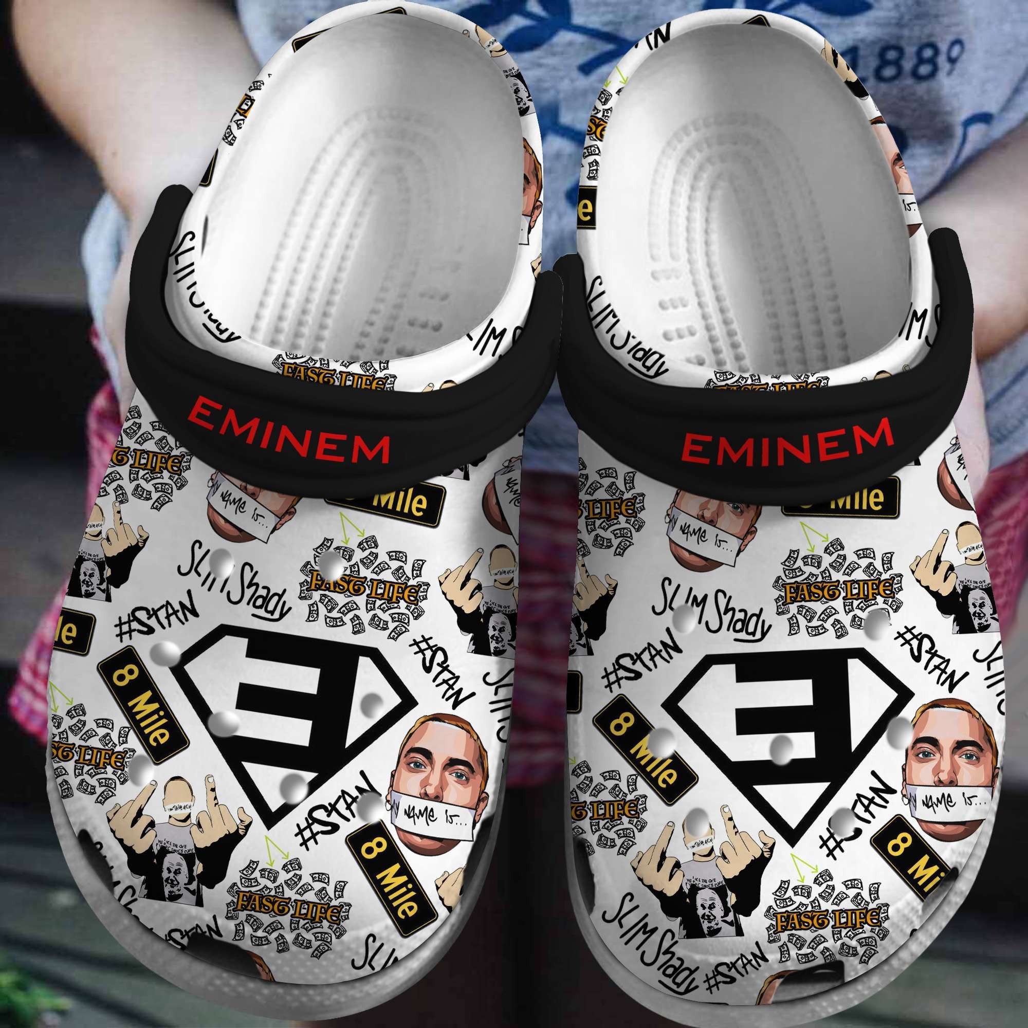 Eminem Music Crocs Crocband Clogs Shoes Comfortable For Men Women and Kids