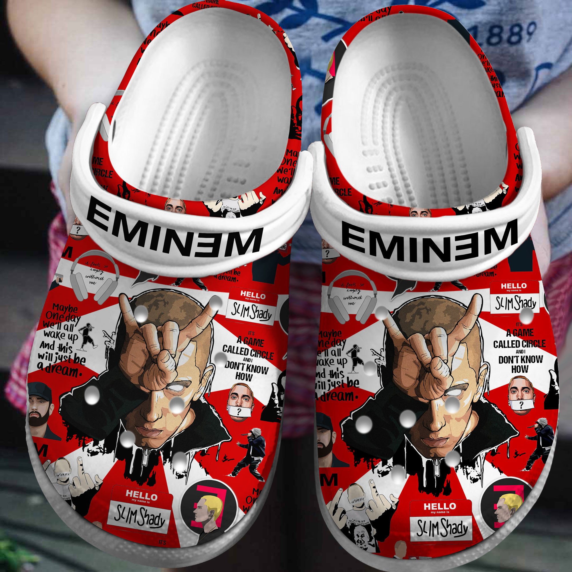 Eminem Rapper Music Crocs Crocband Clogs Shoes Comfortable For Men Women and Kids